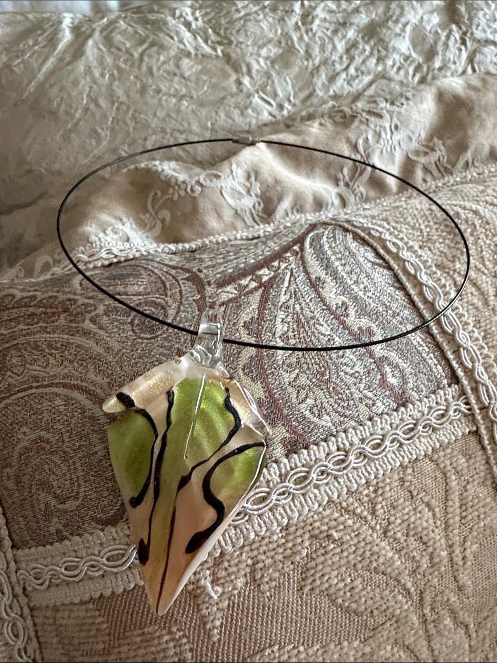 Glass leaf on wire